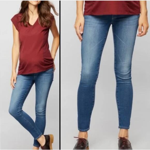 AG Jeans Mama Over the Belly Maternity Medium Wash Skinny Jeans 26 Pregnancy - Picture 1 of 8